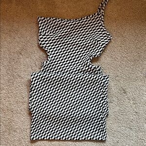 Asymmetrical Black and White Dress